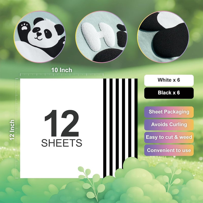 HTVJOYDO 12Pcs Puff Vinyl Heat Transfer, 12x10Inch White & Black Colors 3D Puff HTV, DIY Iron-on Vinyl for T-Shirts, Easy to Cut and Weed, Compatible with Cricut or Cameo (White & Black) - Image 3